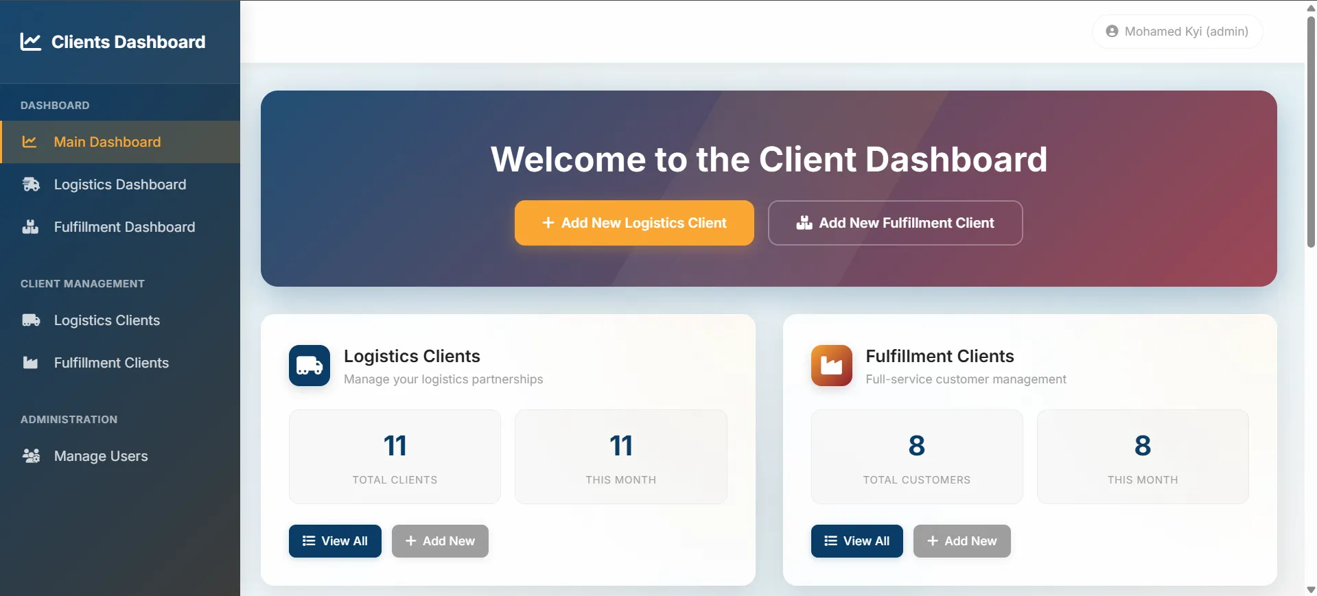 Logistics and Fulfilment Client Analytics Dashboard - Screenshot 2